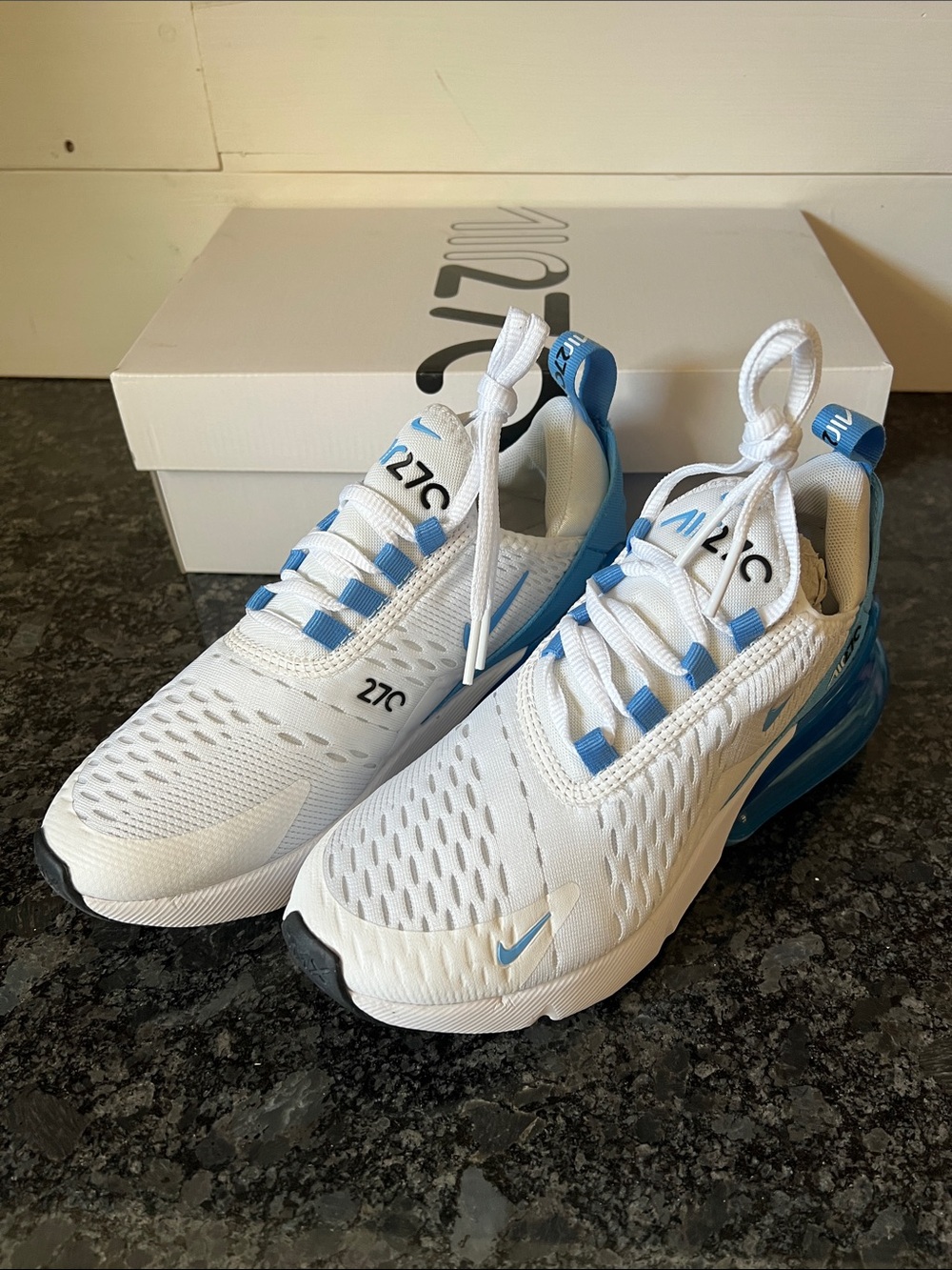 Nike Kids White and Light Blue Running Sneakers